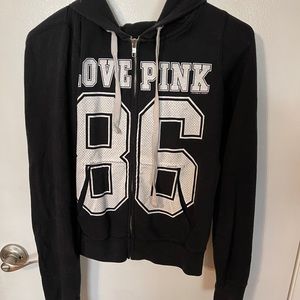 Victoria secret Pink black white zip up hoodie